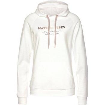 LASCANA Damen-Lounge-Hoodie in Beige, 36/38, Kängurutasche inklusive