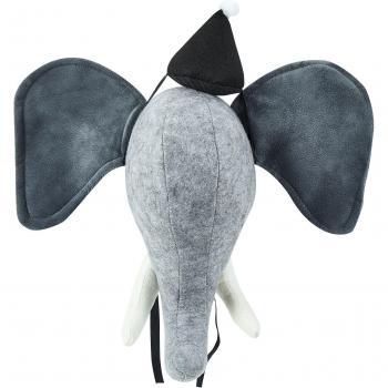 Feutre & coton tête d’éléphant BADOU – Murale 36×36 cm gris