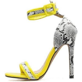 Eilyken Ladies Yellow High Heel Ankle Strap Sandals