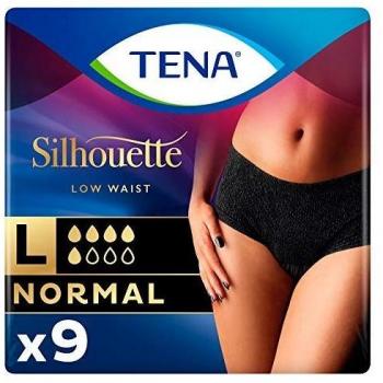 TENA Lady Silhouette Low Waist Pants, Black, Large, 2 x 9 Pack