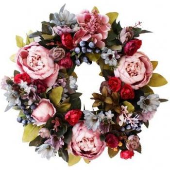 Candle Holder Peony Wreath