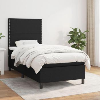 Cama box spring con colchón negro 90x200 cm