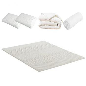Nuit Confort Olympe : Pack Surmatelas + Protège-matelas + Couette + Oreillers 140x190 cm