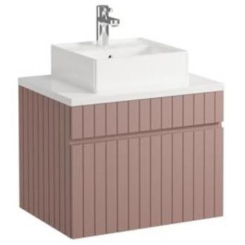 Meuble de salle de bain suspendu rose avec vasque intégrée