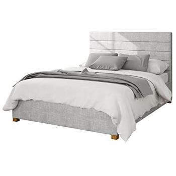 Kelly Upholstered Ottoman Bed with Storage – Pure Pastel Cotton, Grey, King Size