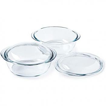 Lot double cocotte Pyrex – verre, design rond, 23 L