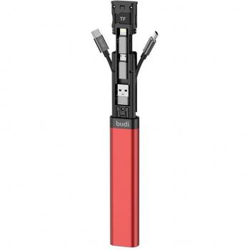 Câble de données USB BUDI rouge/noir avec fonction de stockage portable