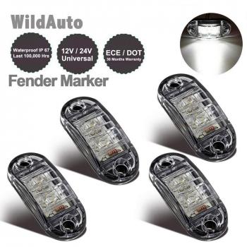 Feux De Côté LED pour Remorque Camion Lorry Caravan Bus (4pcs Blanc)