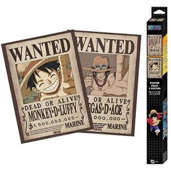 Set de Posters Chibi Wanted de Luffy y Ace One Piece 4x4x43 Cms