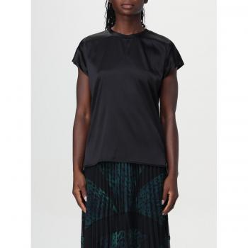 Pinko T-Shirt di Seta Nera Taglia 38