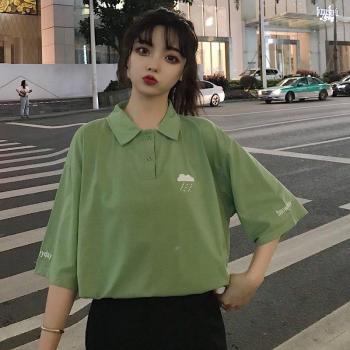 Black and Green Women's Polo Top