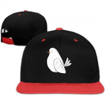 Adjustable Velcro Children's Hip Hop Hats with White Bird Cartoon and Flat Eaves