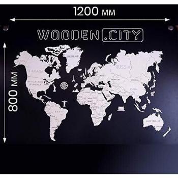 Carte du Monde en Bois XL 1200mm x 800mm