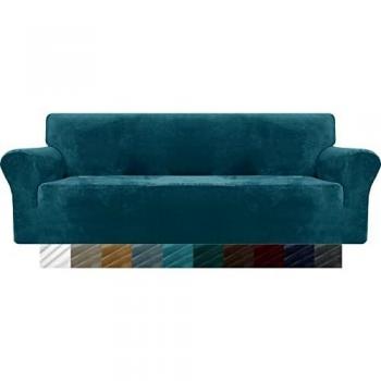 MAXIJIN – Housse de canapé de protection extra large en velours étirable et antidérapant pour animaux domestiques (4 places, taupe clair)