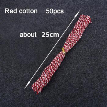 Chaînes de Chanvre Vintage – Pack 50 ficelles blanches/rouges (25 cm)