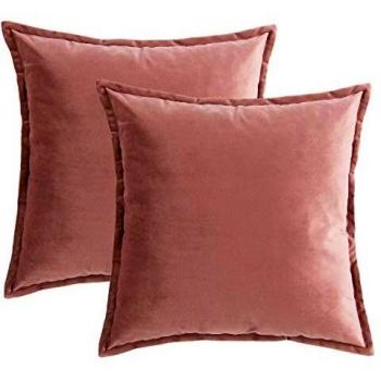 Bedsure Smoky Rose Velvet Pillow Covers 2 Pack 40cm x 40cm