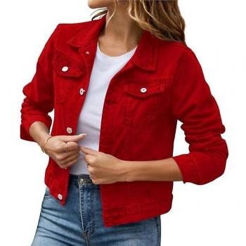 Abrigo denim uni avec flap, coupe ajustée