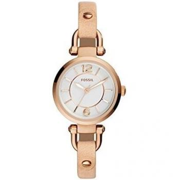 Orologio da polso femminile Fossil ES3745 con quadrante bianco e cinturino in cuoio nero