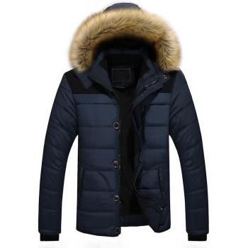 Chaqueta de moto para hombre con capucha de piel