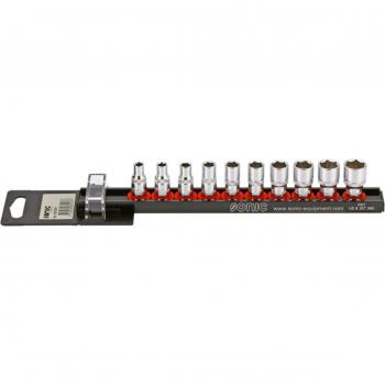 Socket set 1/4, 10 pcs on rail 101001