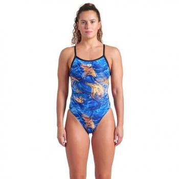 Women's 1-Piece Arena Gold Leaves Challenge Swimwear