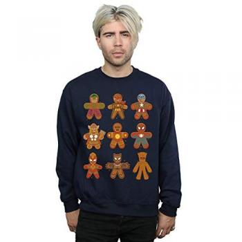 Marvel Men's Avengers Christmas Gingerbread Sweatshirt L navy blue