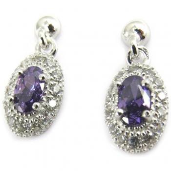 Altesse L2966 “Scarlett” White‑Violet Amethyst Silver Drops