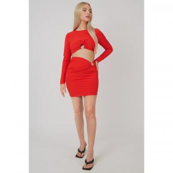 Looped Ruched Mini Skirt with Metallic Details