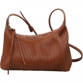 Bolsa bandolera femenina de material sintético, diseño moderno rayado