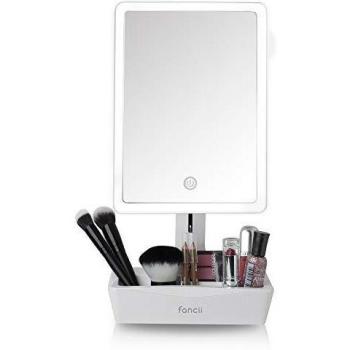 Fancii dimmbarer LED Schminkspiegel mit 10-fach Vergrößerung und Make-up Organizer