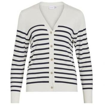 Cárdigan de rayas azul marino y blanco para mujer