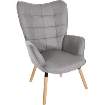 Fauteuil rembourré en tissu gris pour chambre