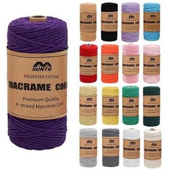 SUNTQ Makramee Schnur 4-lagig, Baumwolle, 3mm x 100m, Violett