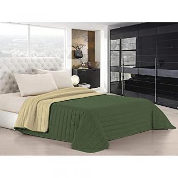 Elegant Trapuntino Estivo, Microfibra, Verde Scuro/Panna, 1 Piazza e Mezza, 220x270cm