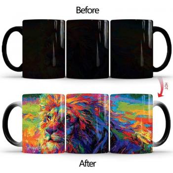 Magic Color Changing Lion Leopard Ceramic Mug 350ml