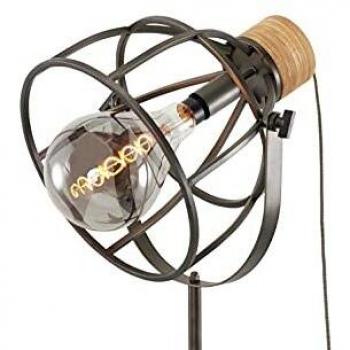 Design24 Standlampe Holz/Metall, 1 Flamme, Schwarz, E27