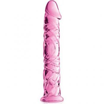 Gode en verre réaliste veiné Glossy N°4 Rose