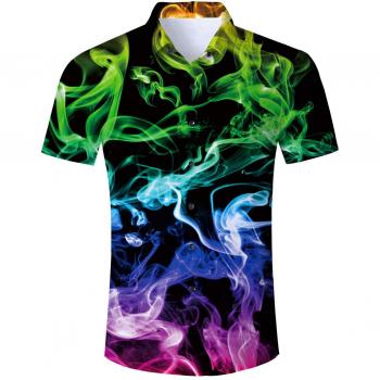 Freizeit‑Outdoor Kurzarm Hemd – Buntes Hawaii‑Design, Männer
