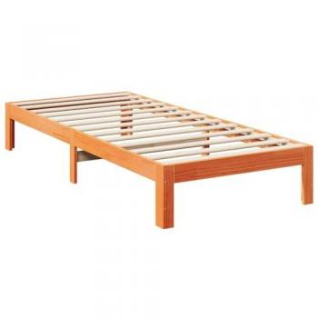 Cadre de lit 80x200 cm en bois de pin finition cire marron