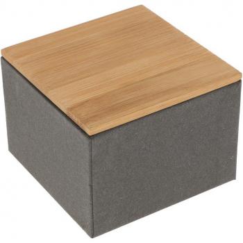 Caja de pan de metal con tapa de bambú