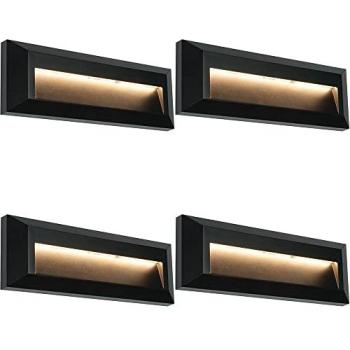 Four‑Piece Outdoor Trail Light Set – Indirect 2W Warm White LED, Black ABS