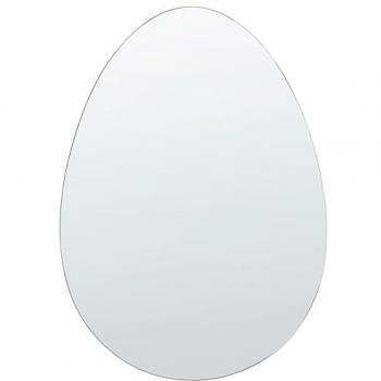 Beliani Montresor Oval Shape Wall Hanging Mirror 50 x 70 cm Silver Glass Frameless