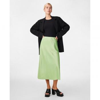 Yas Y.A.S – Jupe Midi Satinée Vert S Élégante