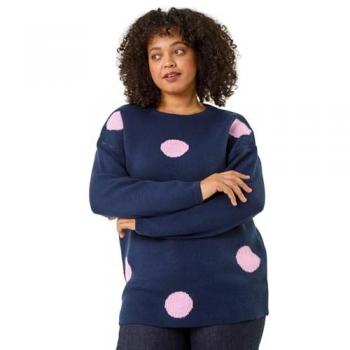 Tunique à pois XXL « Roman », couleur noire et courbée
