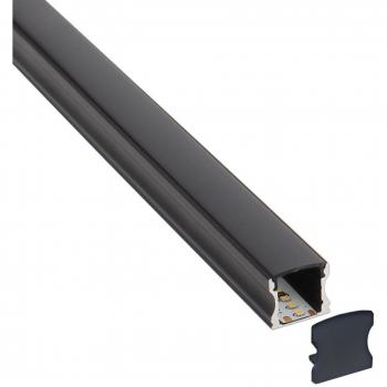 Kit de perfil de aluminio HARFO para tiras LED, 1 metro, negro