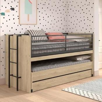 Cama Mediana VIPACK Sam 90x200 Madera con Somier y Cajones Integrados