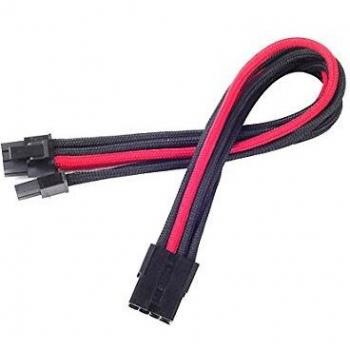 SilverStone SST‑PP07 PCIBR Netzteil‑Extension – 8‑Pin auf PCI‑E (6+2) 25 cm, schwarz/rot