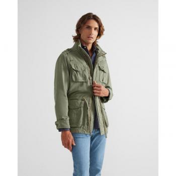 Chaqueta verde para hombre con cierre de botones