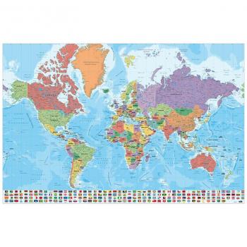 Poster mappa del mondo fisica e politica
