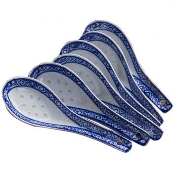 4-Piece Blue and White Ceramic Spoon Set